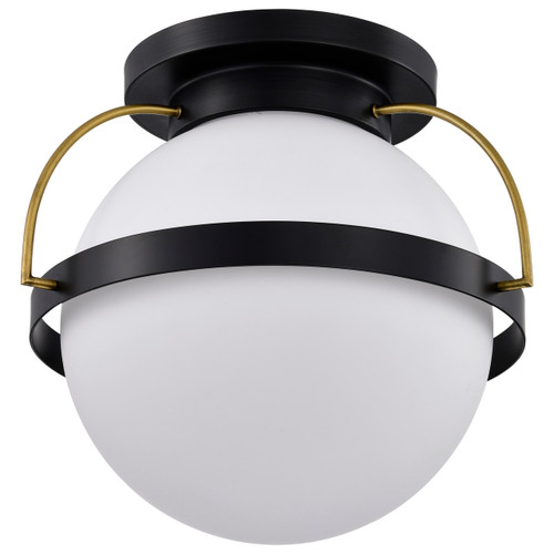 Satco | 60-7772 | Lakeshore 1 Light Large Flush Matte Black & Natural Brass