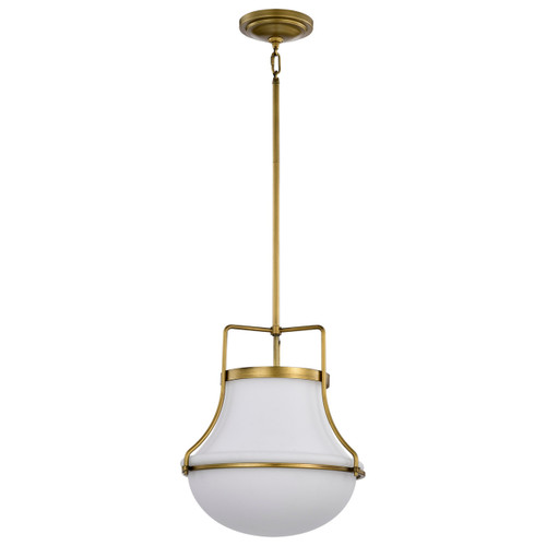 Satco | 60-7863 | Valdora 1 Light Pendant 14" Natural Brass White Opal