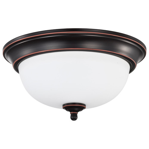 Satco | 62-1558 | Center Lock 13" LED Flush Mount 19W 3000K Mahogany Bronze