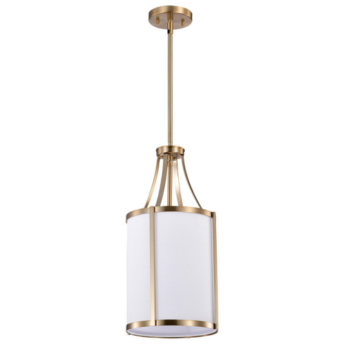 Satco | 60-7961 | Easton 1 Light Pendant Burnished Brass White Linen