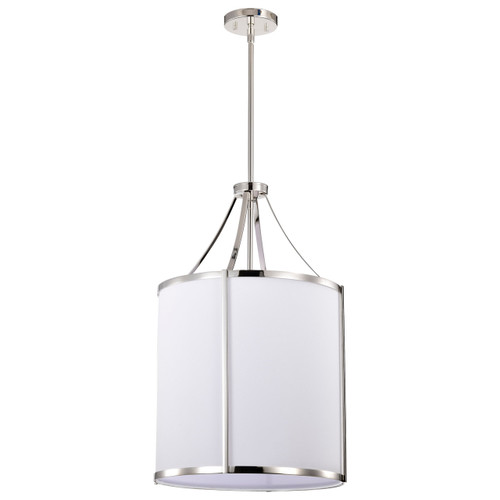 Satco | 60-7972 | Easton 3 Light Pendant Polished Nickel White Linen