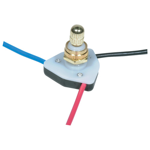 Satco | 80-1140 | Hi-Low Metal Rotary Switch with Diode Brass Finish
