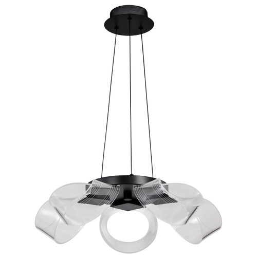 Satco | 62-2036 | Barnett 21" LED 5 Light Chandelier Matte Black Silk Scree
