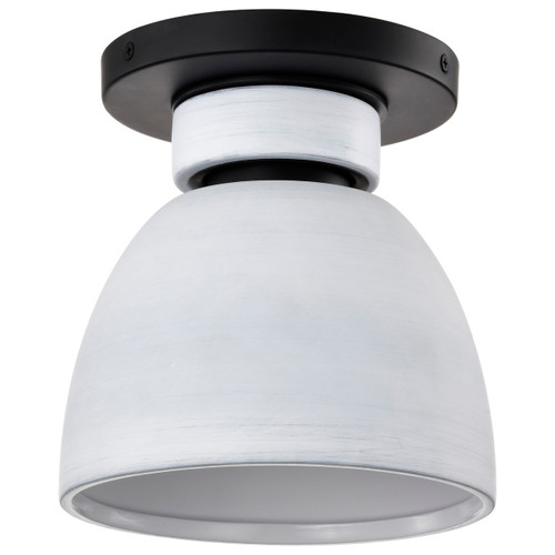 Satco | 60-8011 | Collins 8" Flush Mount Ceramic Silver Accents