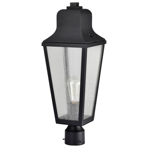 Satco | 60-8134 | Lawrence 1 Light Post Top Matte Black Clear Seeded Glass