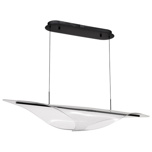 Satco | 62-2023 | Geneva 46" LED Island Pendant Matte Black Silk Screened Acrylic Lens