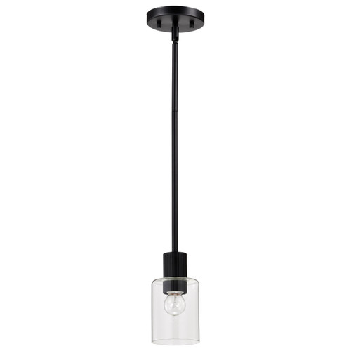 Satco | 60-8064 | Clarksville 5" Mini Pendant Matte Black Clear Glass