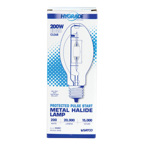 Satco | S5881 | 200 Watt Metal Halide HID Mogul Extended Base ED28 Clear 65 CRI 4200K