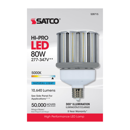 Satco | S28715 | 80 Watt LED HID Replacement 5000K Mogul Extended Base