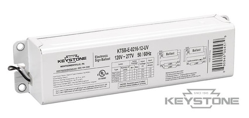 Keystone KTSB-E-0216-12-UV-IP Electronic Sign Ballast for 1 to 2-Lamp T12HO / T8HO, 120-277V