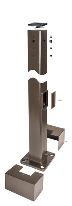 Keystone KT-SP-4SQ-15-11G-UNV 4in Square Steel Pole, 15ft, 11GA, Universal Drill Pattern on All 4 Sides, Includes pole
