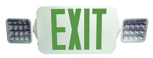 Fulham FHEC33WG FireHorse Exit and Emergency Light Combo, Damp Location LED, White Housing, Green Letters