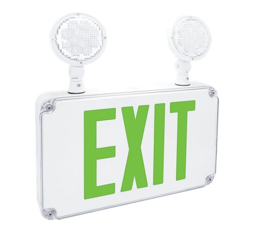Fulham FHEC34G FireHorse Exit and Emergency Light Combo, Wet Location, Green Letters