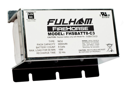 Fulham FHSBATT8-C3 HotSpot2 Battery, 3 Amp Hours = 16W for 90 min, for Emergency Lighting