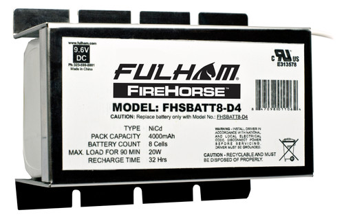 Fulham FHSBATT8-D4 HotSpot2 Battery, 4 Amp Hours = 20W for 90 min, for Emergency Lighting