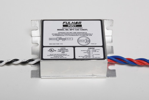 Fulham NPY-120-126-CFL PONY, 120V, Rapid Start, for: 1 x 18W or 24/27W Twin; or 26W Quad; or 26W or 32W Triple; or 22W T9 Circle, Fluorescent