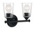 Satco | 60-7282 | Bransel 2 Light Vanity Matte Black Clear Seeded Glass