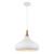 Satco 60-7518 | Phoenix; 1 Light; Large Pendant; Matte White with Burnished Brass