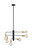 Satco | 60-7344 | Ryder 6 Light Chandelier Fixture Black Finish Brushed Brass Sockets