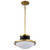 Satco | 60-7907 | Lafayette 1 Light Pendant 14" Matte Black/Natural Brass White Opal Glass