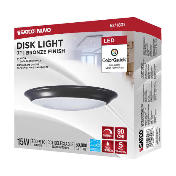 Satco | 7" LED DISK LIGHT BRONZE FINIS | 62-1803