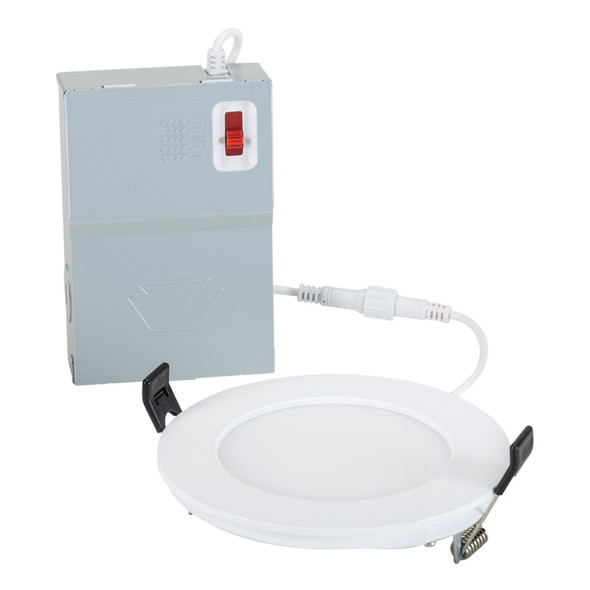 Keystone | 4in Circular LED Slim Wafer Downlight feat. Color Select; 9W; 2700/3000/3500/4000/5000K; 90CRI; 120V Input; Phase Dimming; Remote Driver | KT-WDLED9-4A-9CSF-FDIM