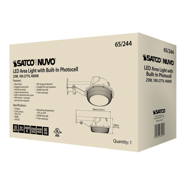 Satco | 25W LED Area Light W/Photocell | 65-244