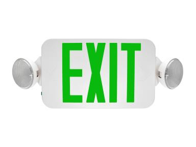 Maxlite | Exit Emergency Combo; Thermoplastic; Green Letters; White; Remote Head Capable; Battery Backup | EXC-GWRC