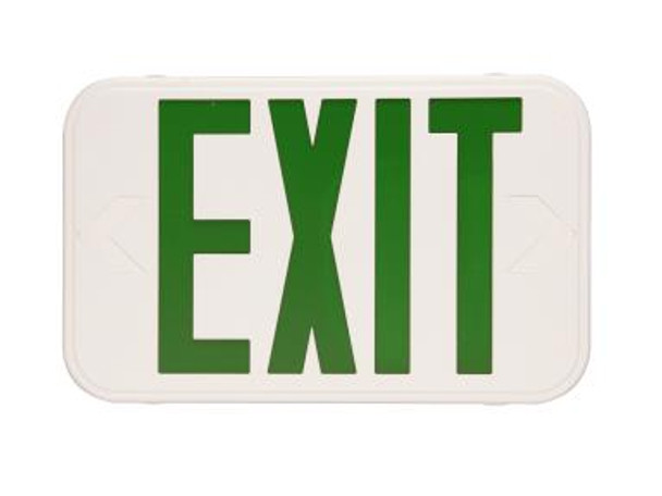 Maxlite | Thin Exit; Thermoplastic; Green Letters; White; Battery Backup | EXT-GW