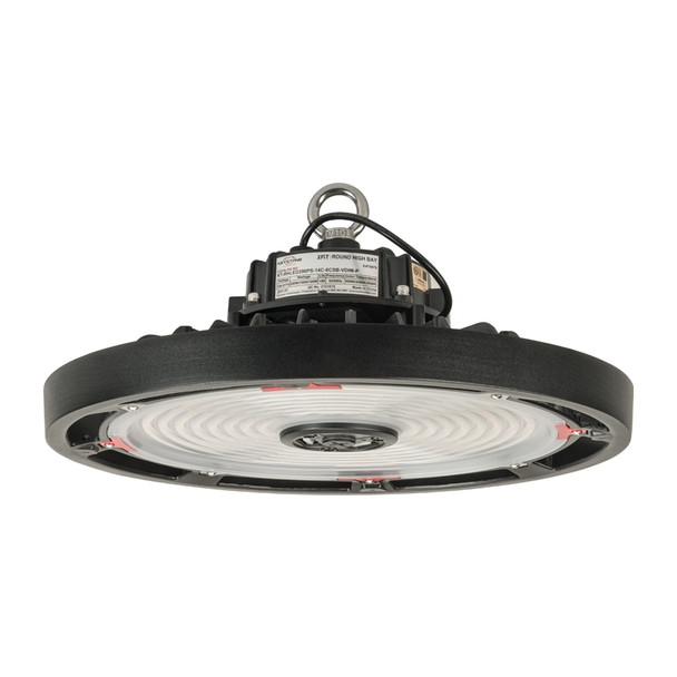 Keystone | Round Highbay Fixture feat. Power Select & Color Select; 200W/150W/100W; 120-277V; 3000/4000/5000K; 0-10V Dimming; Built in sensor receptable; Standard black housing. | KT-RHLED200PS-14C-8CSB-VDIM-P