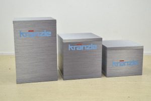 Set of 3 Plinths
Large - 420mm W x 420mm D x 632mm H

Medium - 420mm W x 420mm D x 432mm H

Small - 420mm W x 420mm D x 332mm H