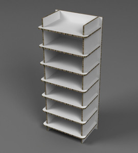 Shelving unit
600mm (w) x 440mm (d) x 1512mm (h)