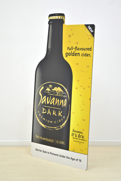 Bottle shape standee with foot
589mm W x 301mm D x 1200mm H