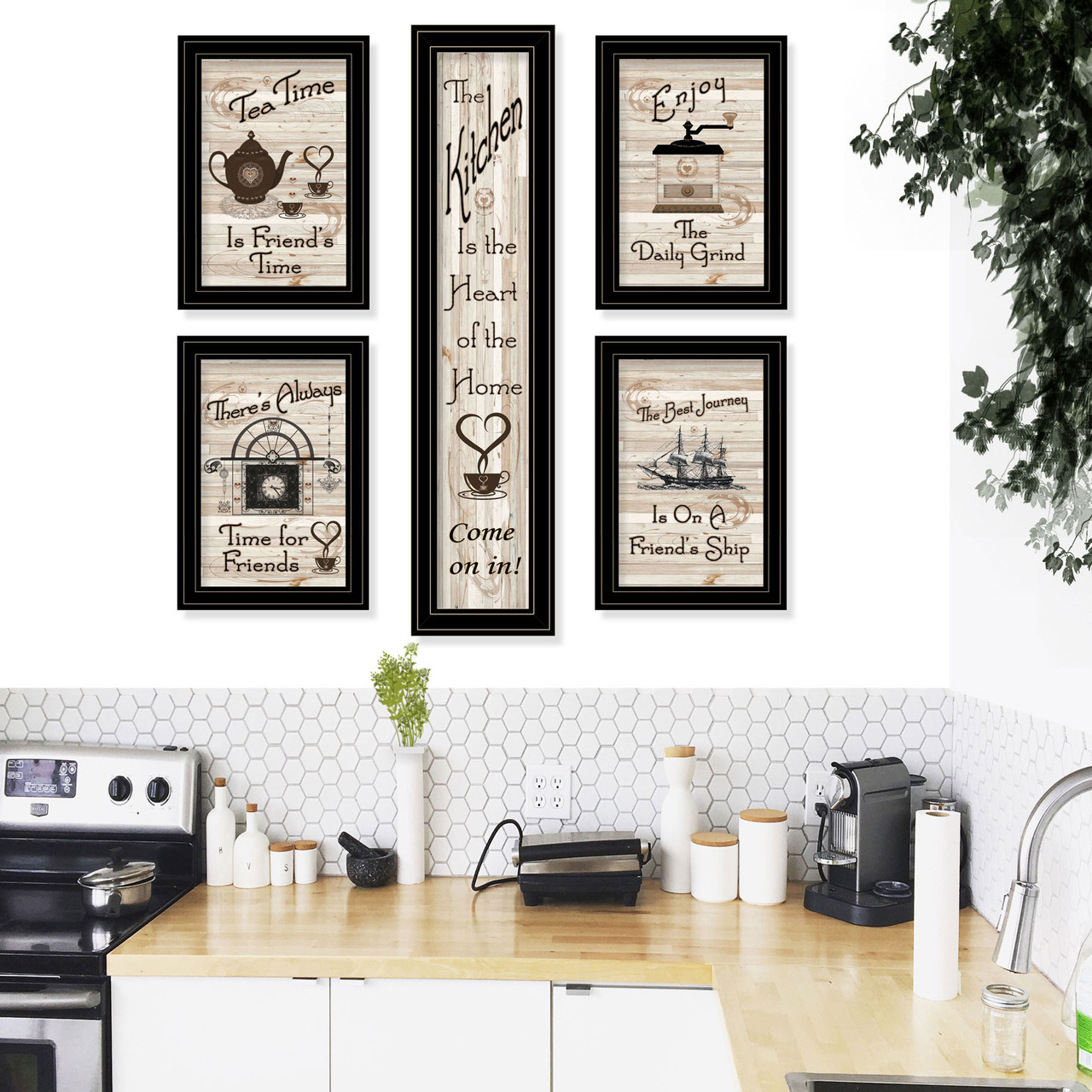 "Kitchen Friendship Collection" in blackgrooved frames