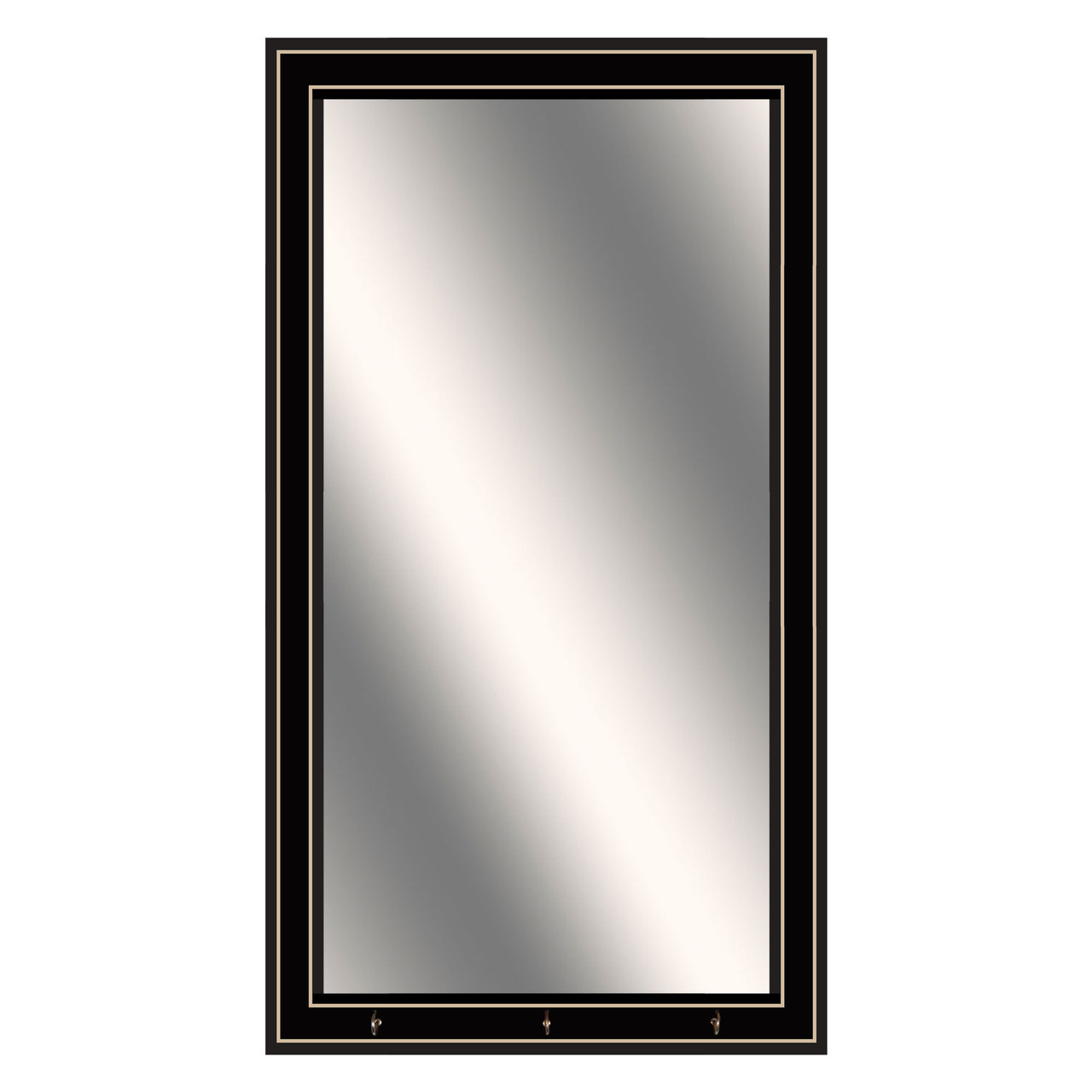Mirror in a 11x20 black grooved frame with hooks