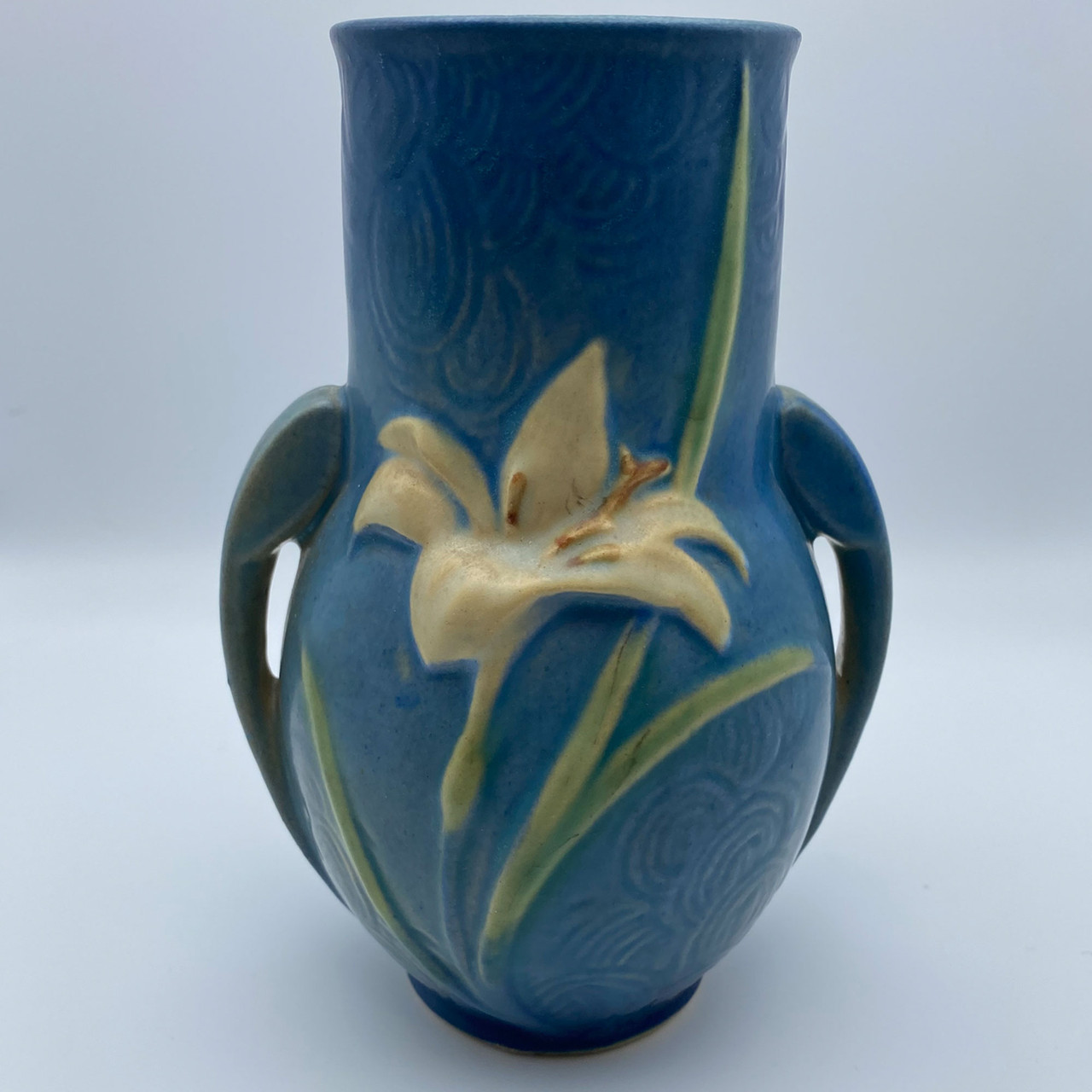 Roseville Zephyr Lily Bermuda blue Vase #130-6