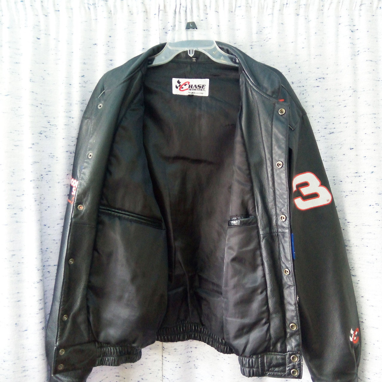 Chase Authentics NASCAR 3 Dale Earnhardt SR Black Leather size L