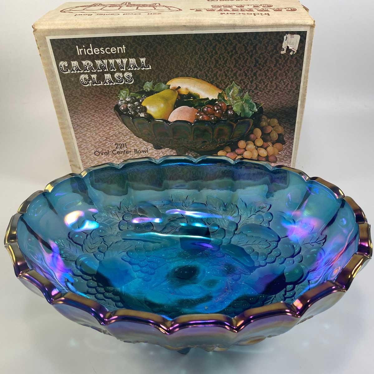 Carnival Glass Oval Bowl
