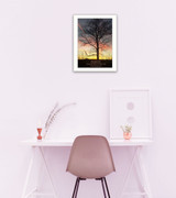 Passion - a framed art print of a tree and sunset in a lifestyle setting