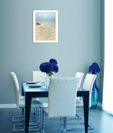 "Sea Fever"  in a white frame with a sanded edge shown in a lifestyle setting