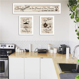 "Kitchen Collection III" in white frames with sanded edges shown in a lifestyle setting