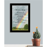 "Rainbow Bridge" in a black frame with sanded edges shown in a lifestyle setting