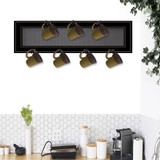 7peg mug rack with a black grooved frame shown in a lifestyle setting