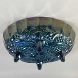 Carnival Glass Oval Bowl, Indiana Glass Company, bottom view showing the legs