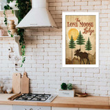 "Lone Moose" in a decorative white frame
