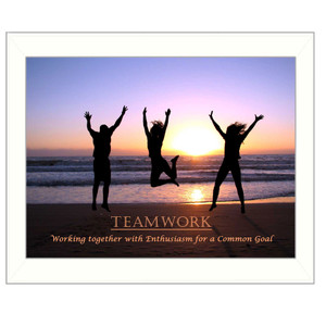 "Teamwork" - a white frame with sanded edges "Teamwork" - a white frame with sanded edges
