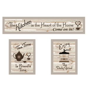 "Kitchen Collection III" in sand-color frames "Kitchen Collection III" in sand-color frames