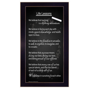 "Life Lessons" 11x20 in a black frame with sanded edges "Life Lessons" 11x20 in a black frame with sanded edges