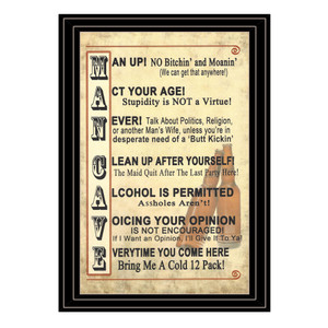 "Man Up" in a black grooved frame "Man Up" in a black grooved frame