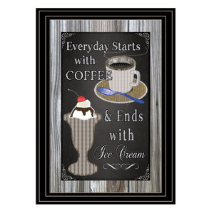 "Everyday starts with Coffee" in a black grooved frame "Everyday starts with Coffee" in a black grooved frame